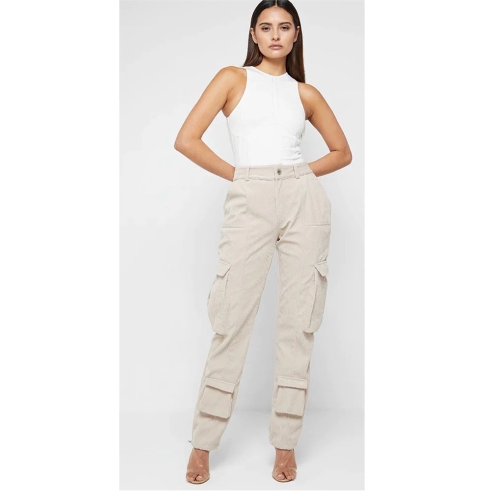 Maniere de Voir Corduory High Rise Cargo Jogger Pant Boho Neutral Tan 4